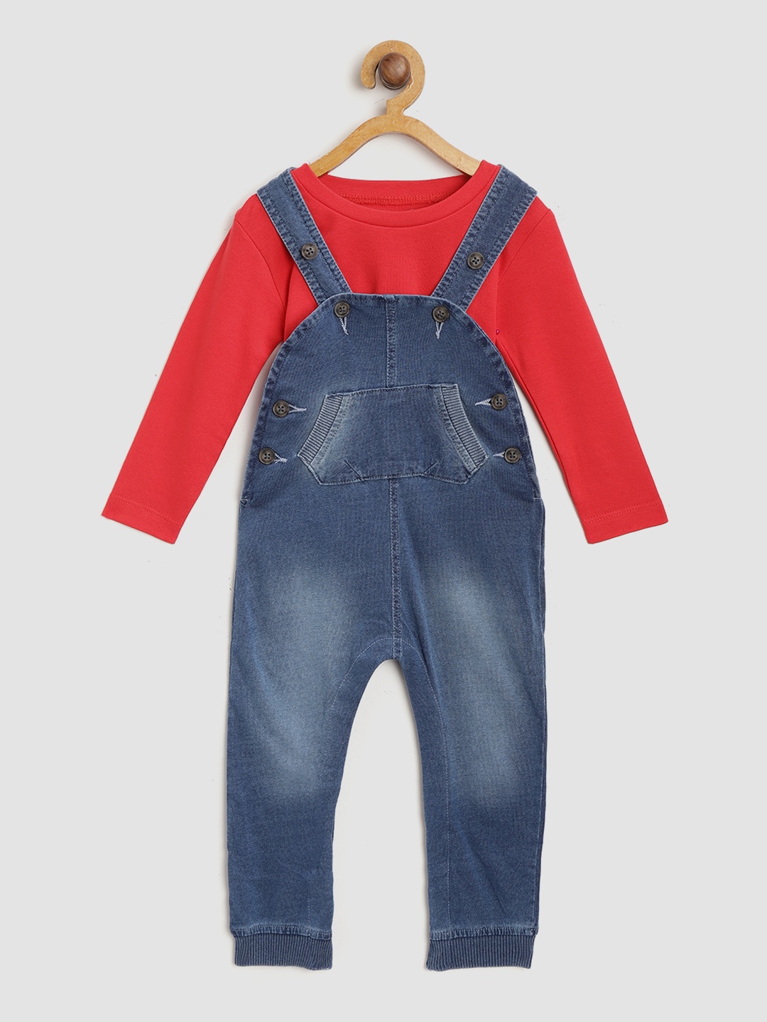 

Gini and Jony Kids Red & Blue T-shirt with Dungarees