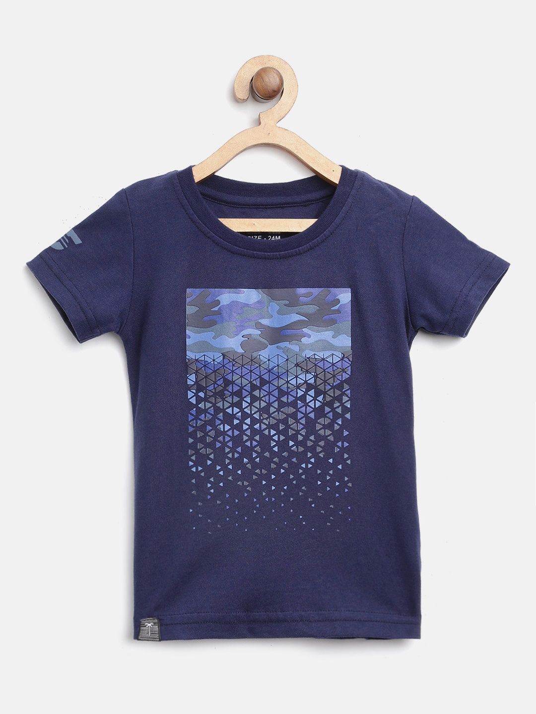 

Palm Tree Boys Navy Blue Printed Round Neck Pure Cotton T-shirt