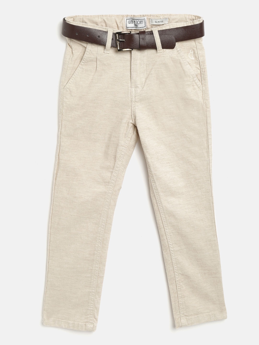 

Gini and Jony Boys Beige Slim Fit Solid Chinos