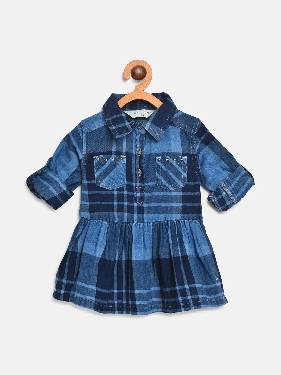 

Gini and Jony Girls Blue Checked Shirt Dress