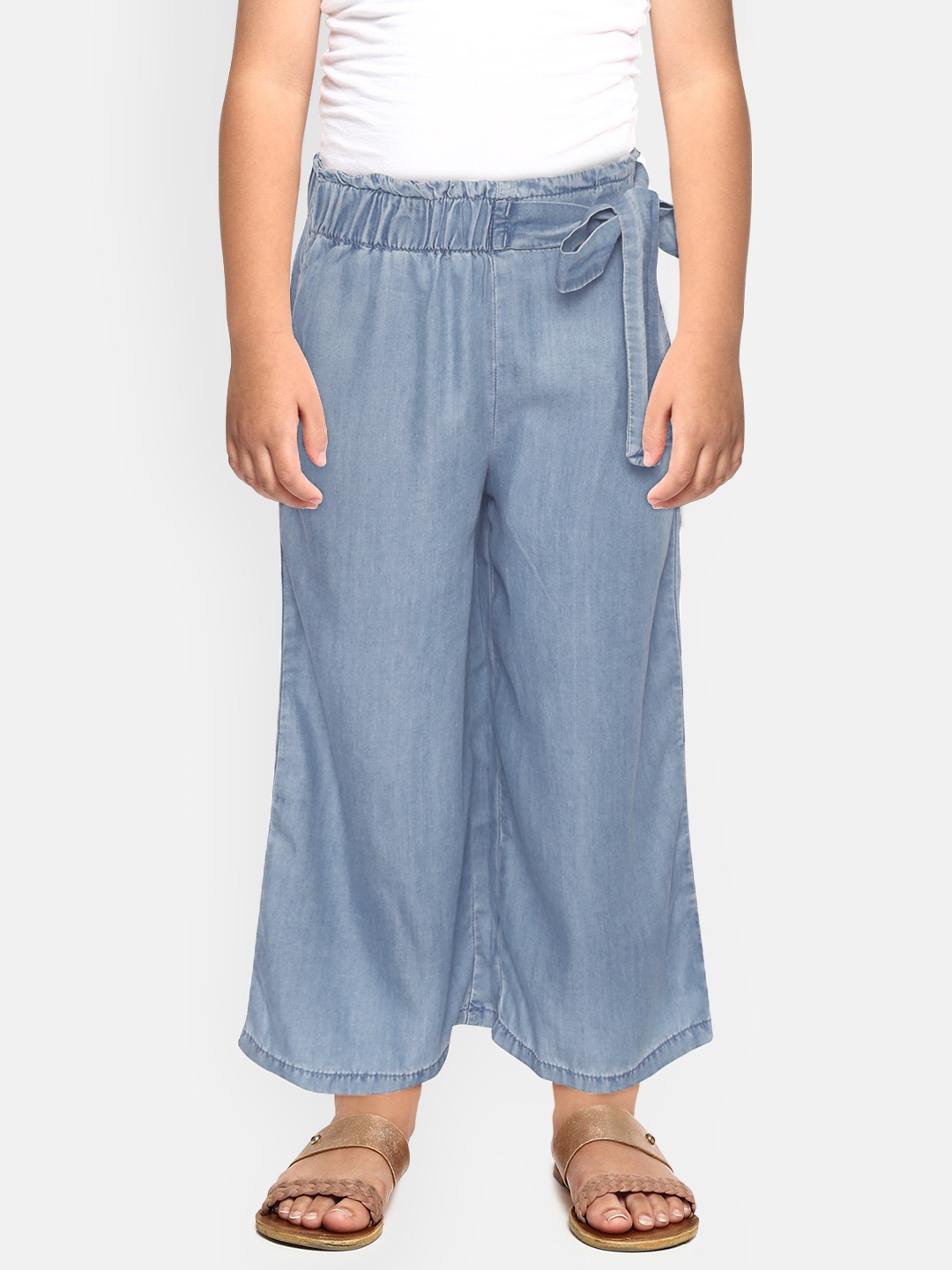 

Gini and Jony Girls Blue Regular Fit Solid Chambray Culottes
