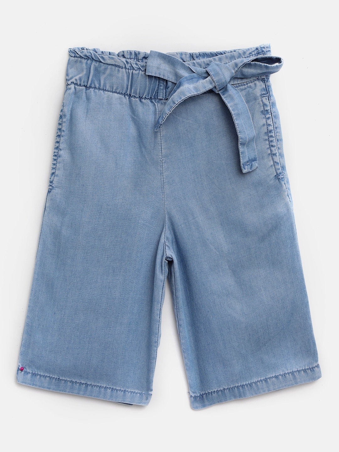 

Gini and Jony Girls Blue Chambray Solid Regular Fit Capris