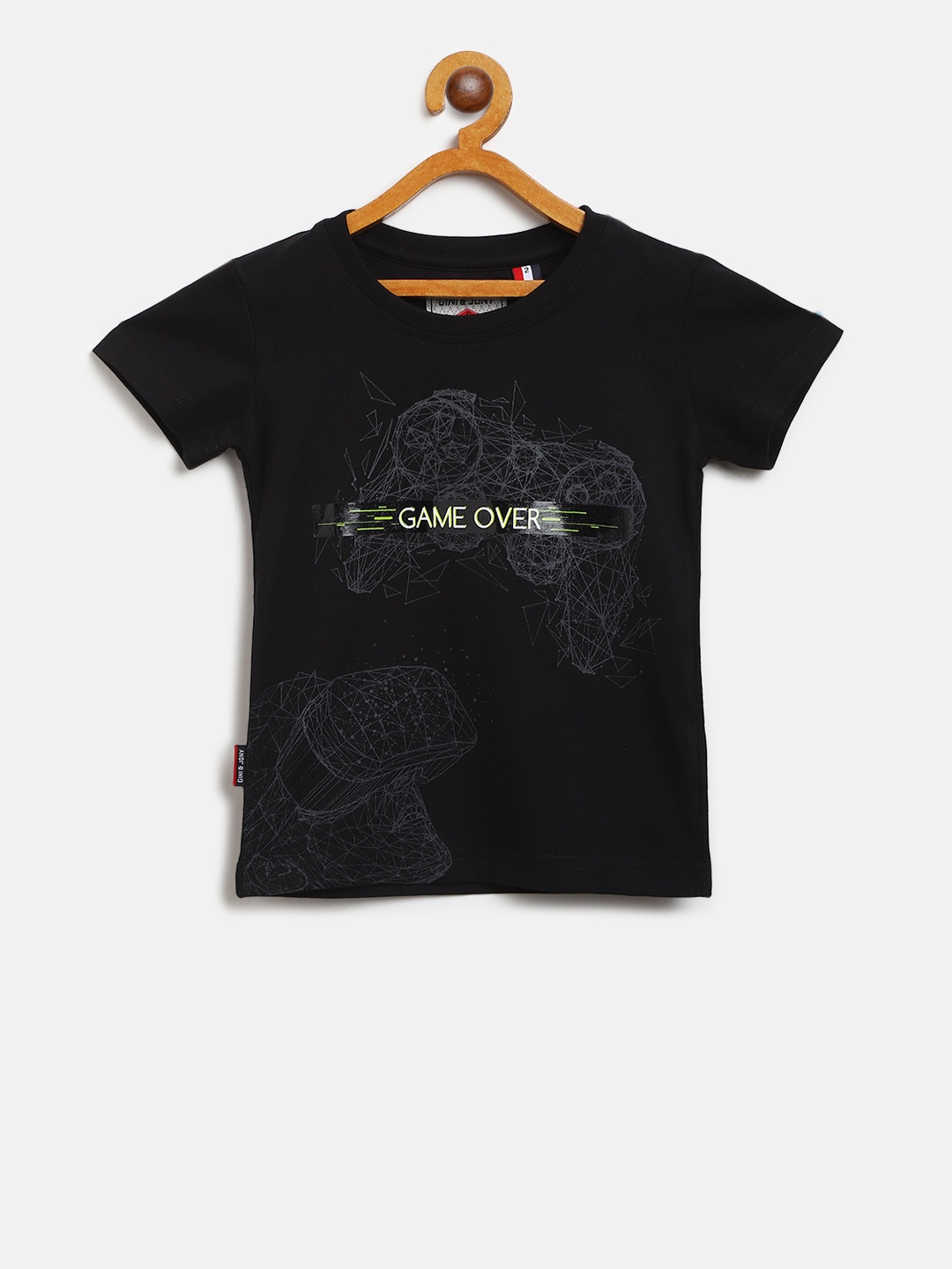 

Gini and Jony Boys Black Printed Round Neck T-shirt