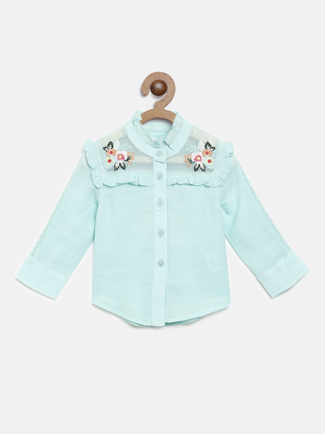 

Gini and Jony Girls Mint Green Regular Fit Solid Casual Shirt