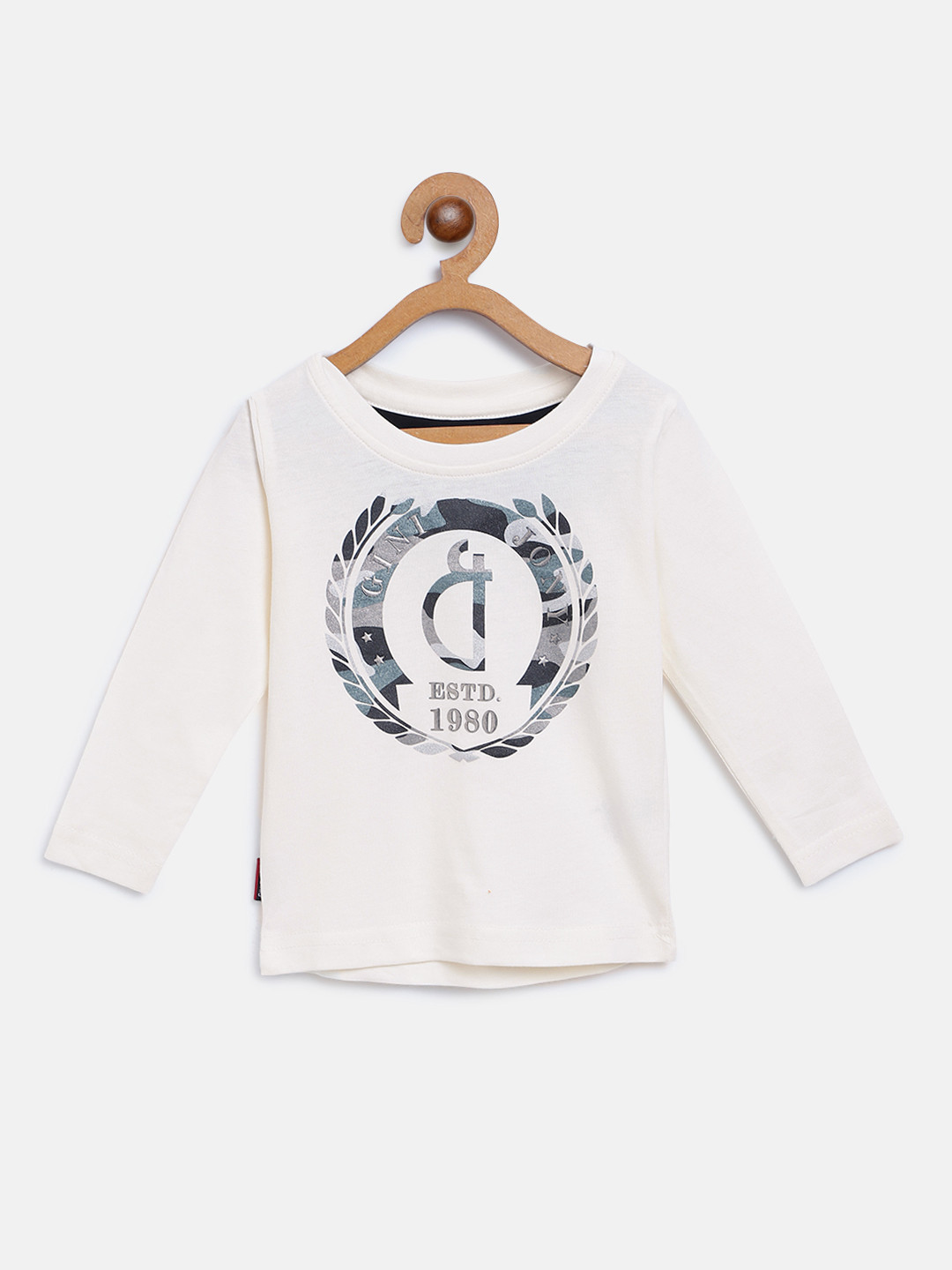 

Gini and Jony Boys Off-White Printed Round Neck T-shirt