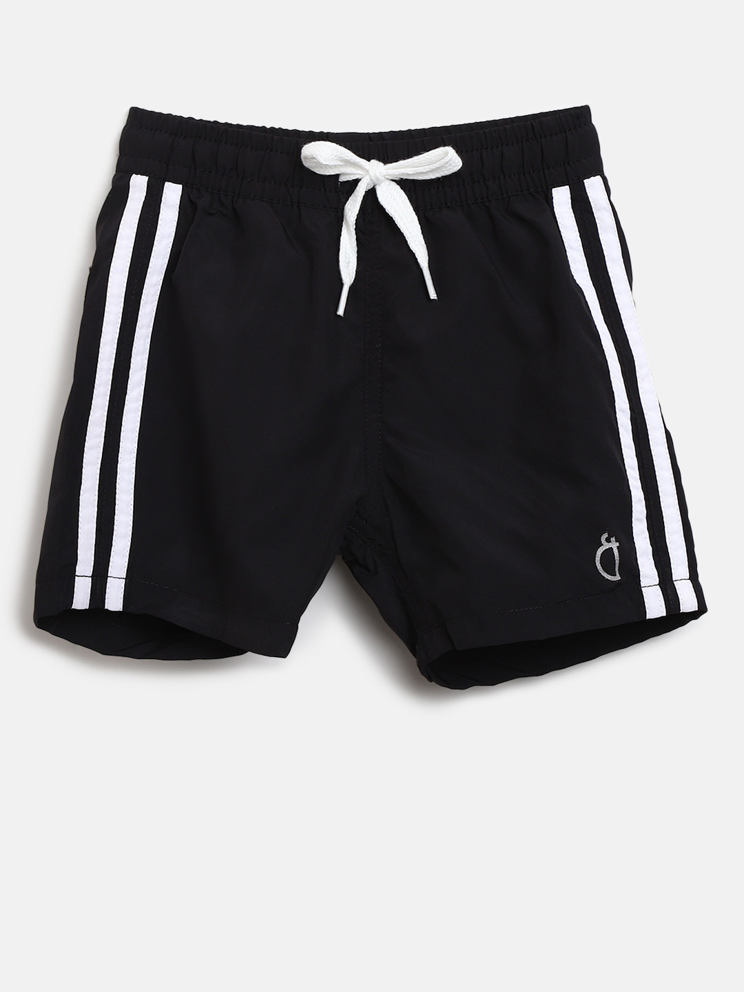 

Gini and Jony Boys Black Solid Regular Fit Shorts with Striped Detail