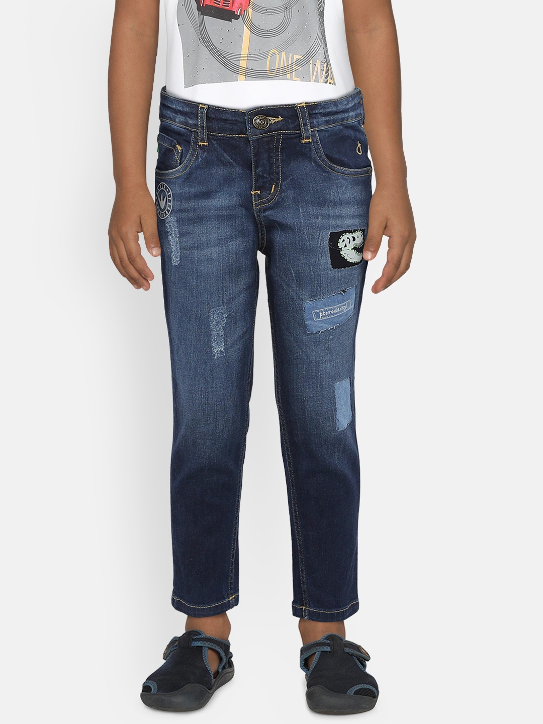 

Gini and Jony Boys Blue Slim Fit Mid-Rise Mildly Distressed Jeans