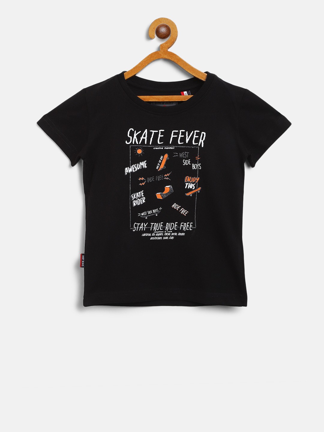 

Gini and Jony Boys Black Printed Round Neck T-shirt