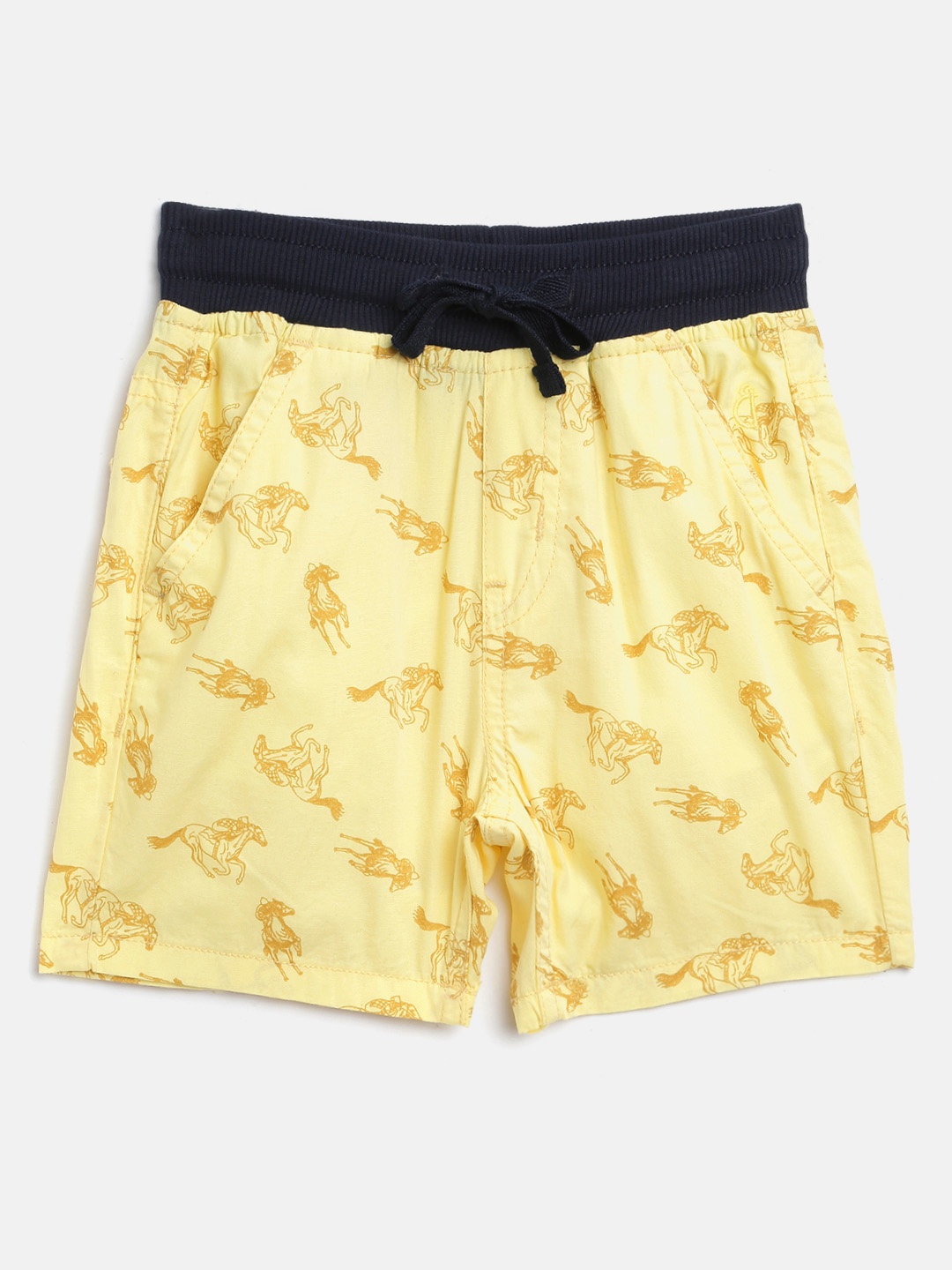

Gini and Jony Boys Yellow Printed Regular Fit Shorts