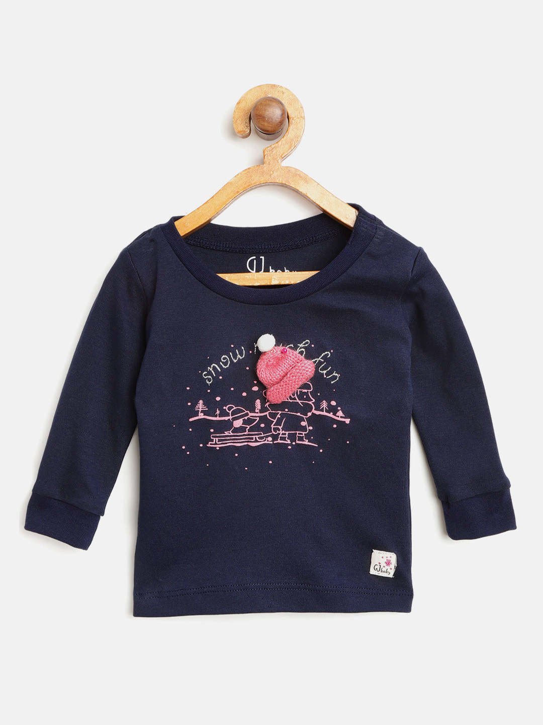 

Gini and Jony Girls Navy Blue Printed Round Neck T-shirt