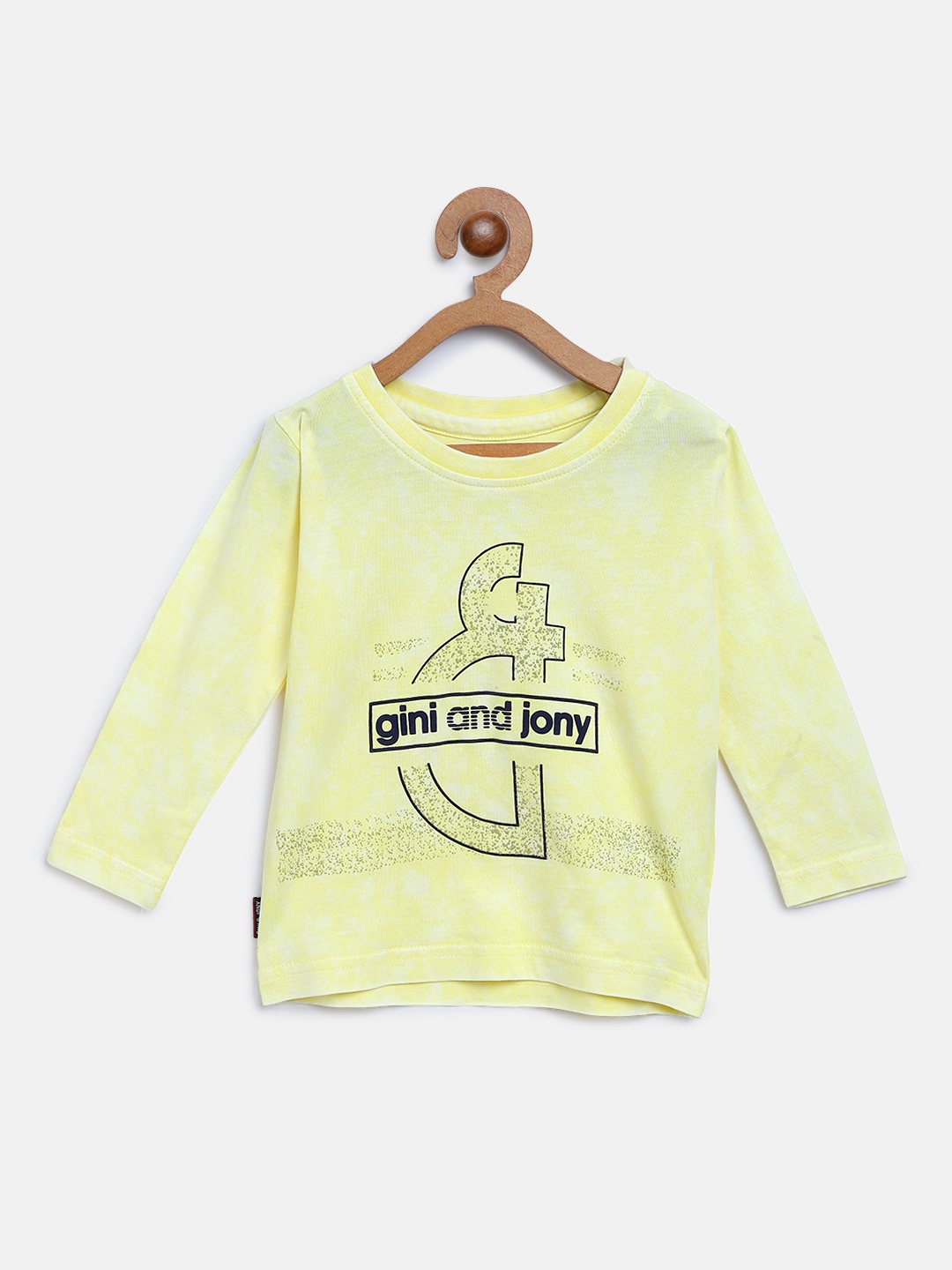 

Gini and Jony Boys Yellow Printed Round Neck T-shirt