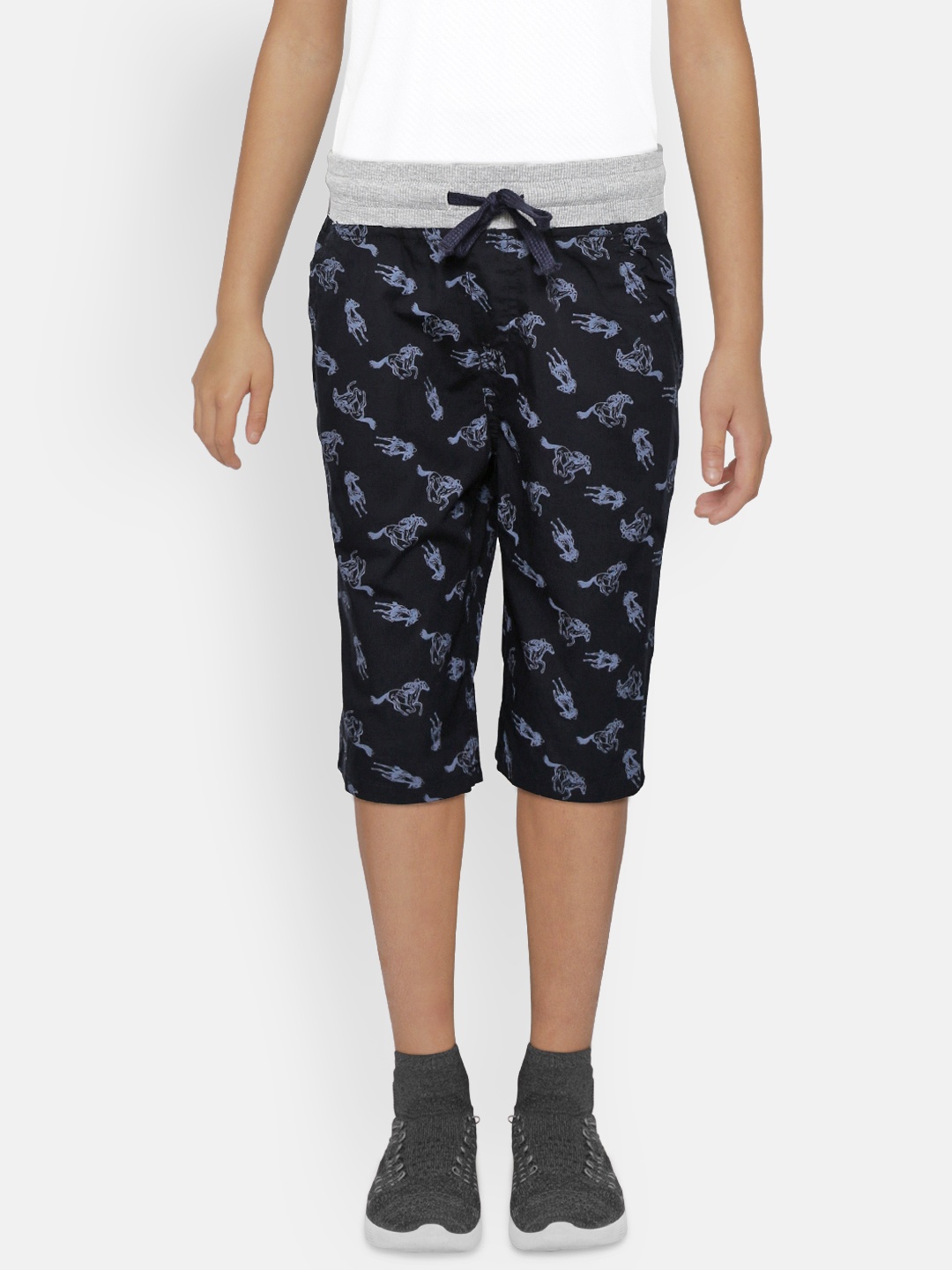 

Gini and Jony Boys Navy Blue Printed Regular Fit Shorts