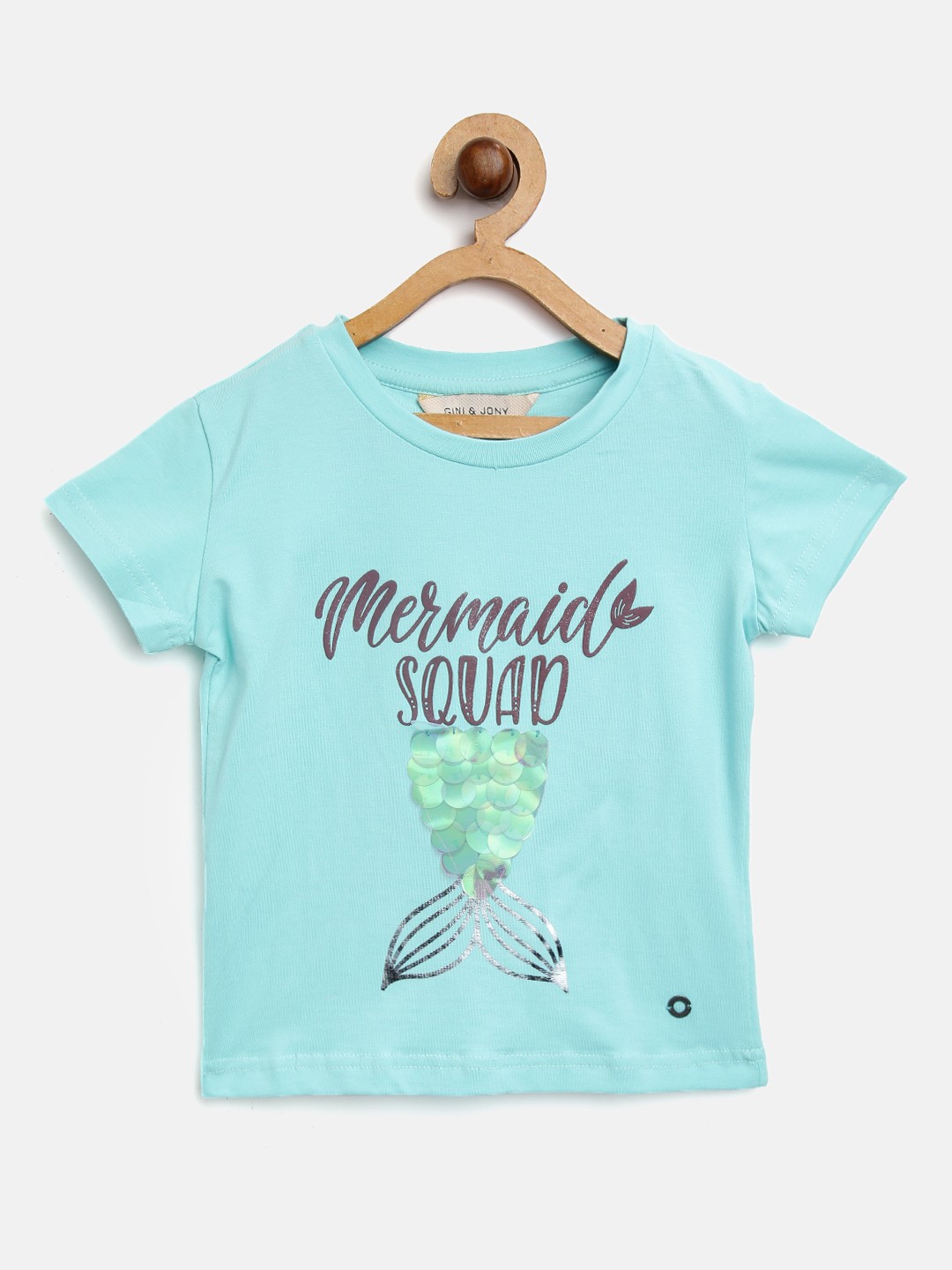 

Gini and Jony Girls Blue Printed Round Neck T-shirt