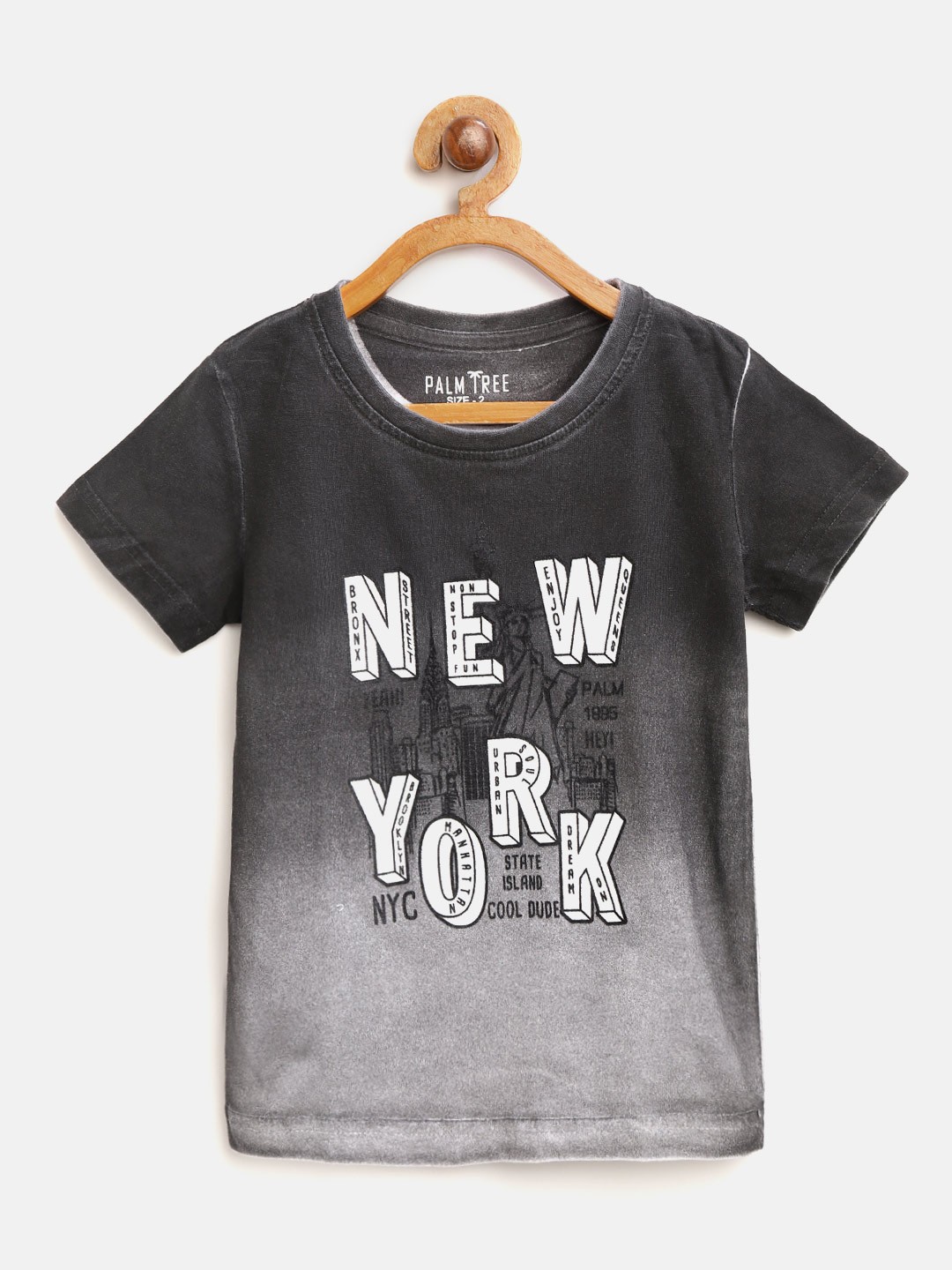 

Palm Tree Boys Grey & White Printed Round Neck T-shirt