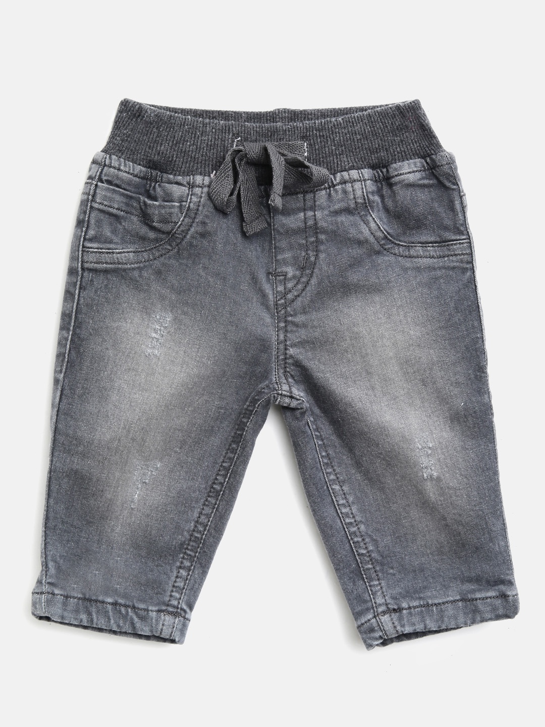 

Gini and Jony Girls Grey Regular Fit Mid-Rise Low Distress Stretchable Jeans