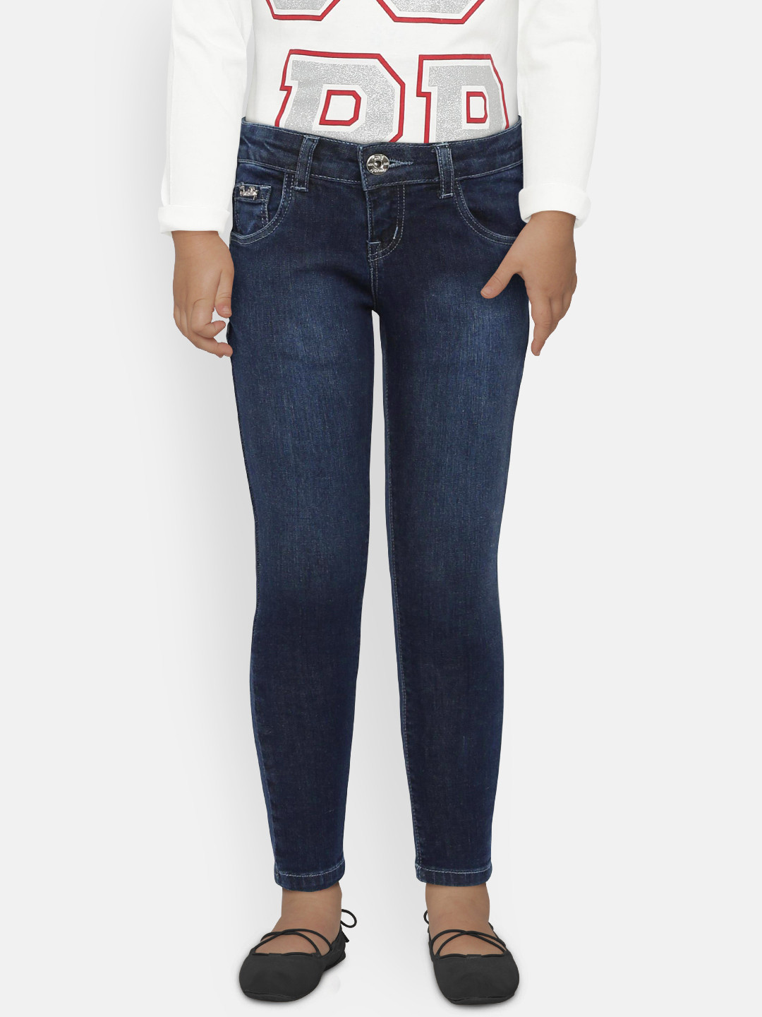 

Gini and Jony Girls Navy Blue Slim Fit Mid-Rise Clean Look Jeans
