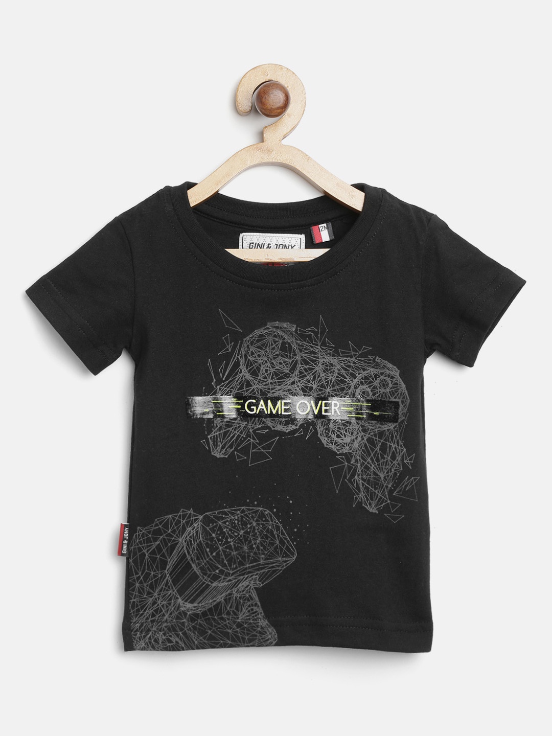 

Gini and Jony Boys Black Printed Round Neck T-shirt