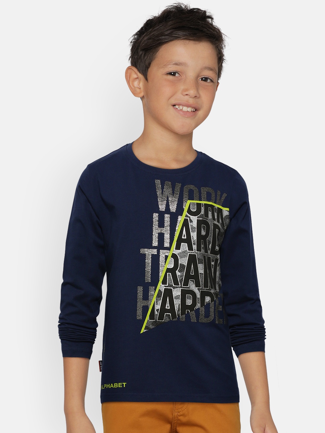

Gini and Jony Boys Navy Blue Printed Round Neck T-shirt