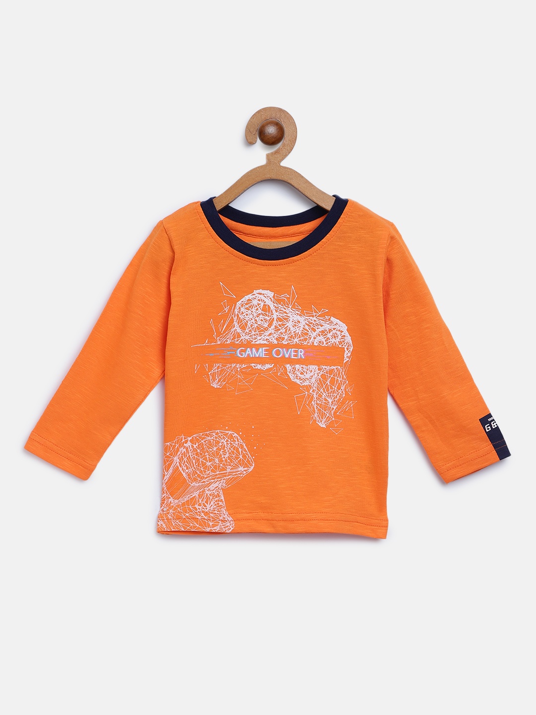 

Gini and Jony Boys Orange & White Printed Round Neck T-shirt