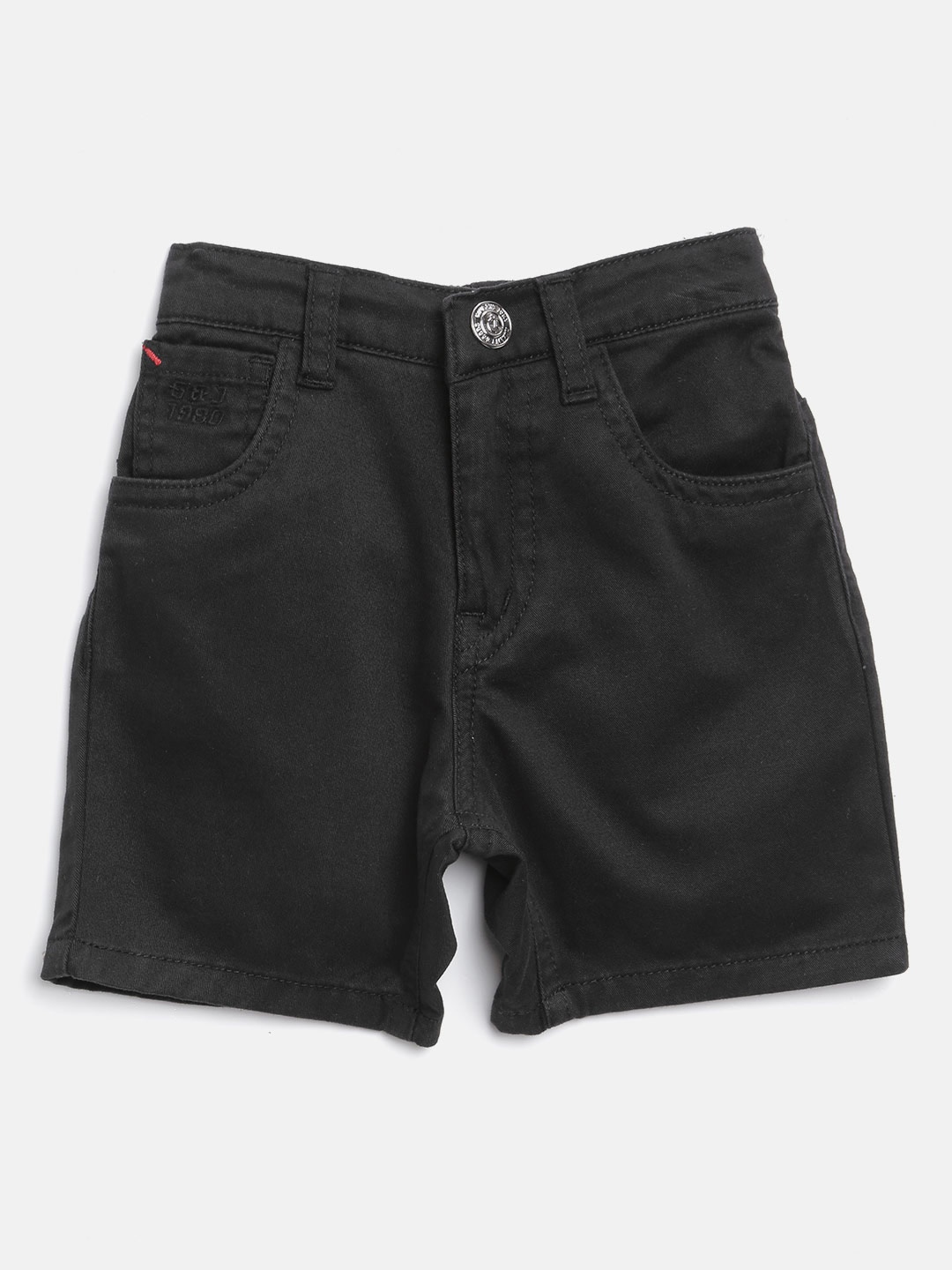 

Gini and Jony Boys Black Solid Regular Fit Shorts
