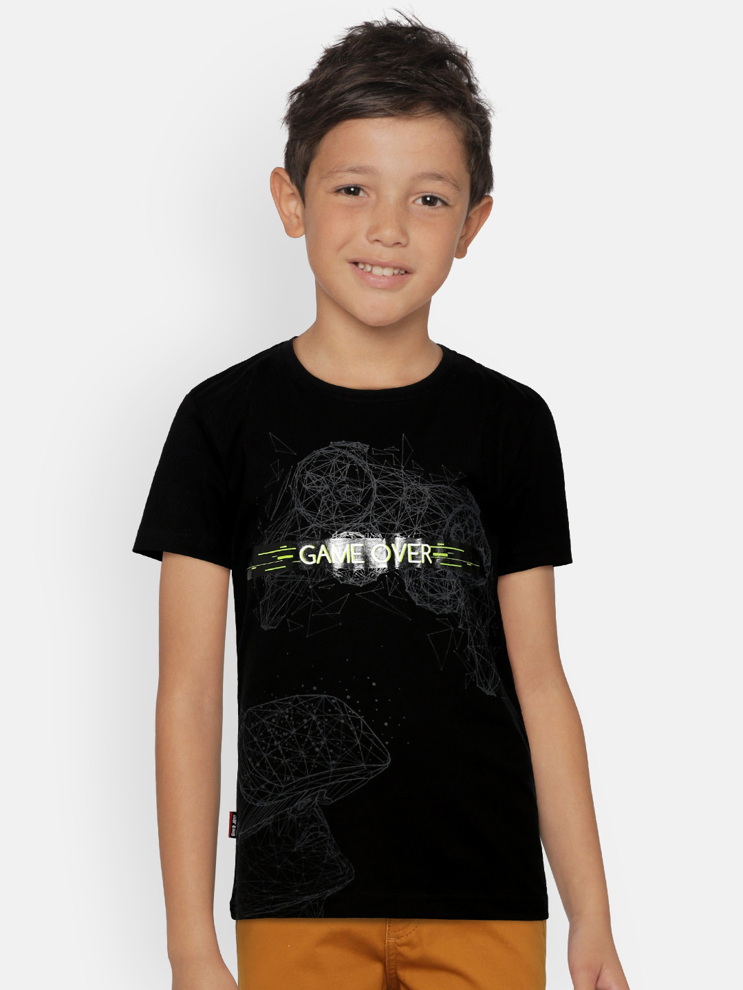 

Gini and Jony Boys Black Printed Round Neck T-shirt