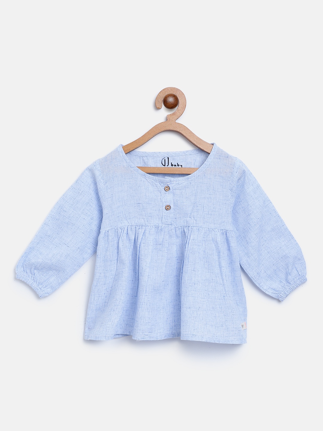 

Gini and Jony Girls Blue & White Solid A-Line Pure Cotton Top