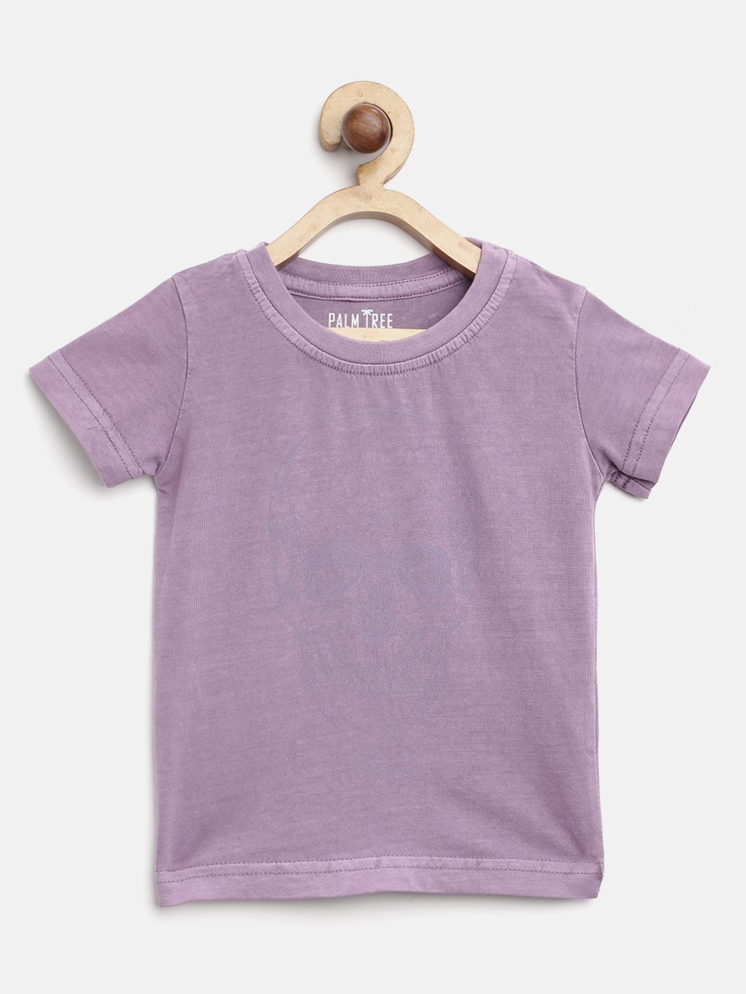 

Palm Tree Boys Lavender Printed Round Neck Pure Cotton T-shirt