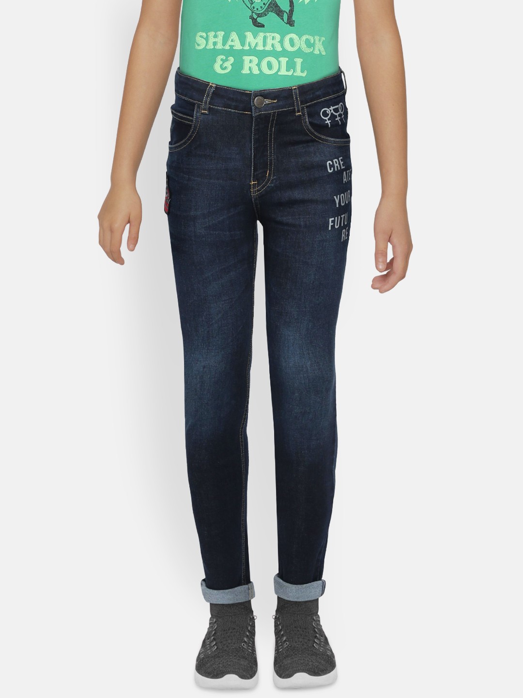 

Gini and Jony Boys Navy Blue Slim Fit Mid-Rise Clean Look Stretchable Jeans