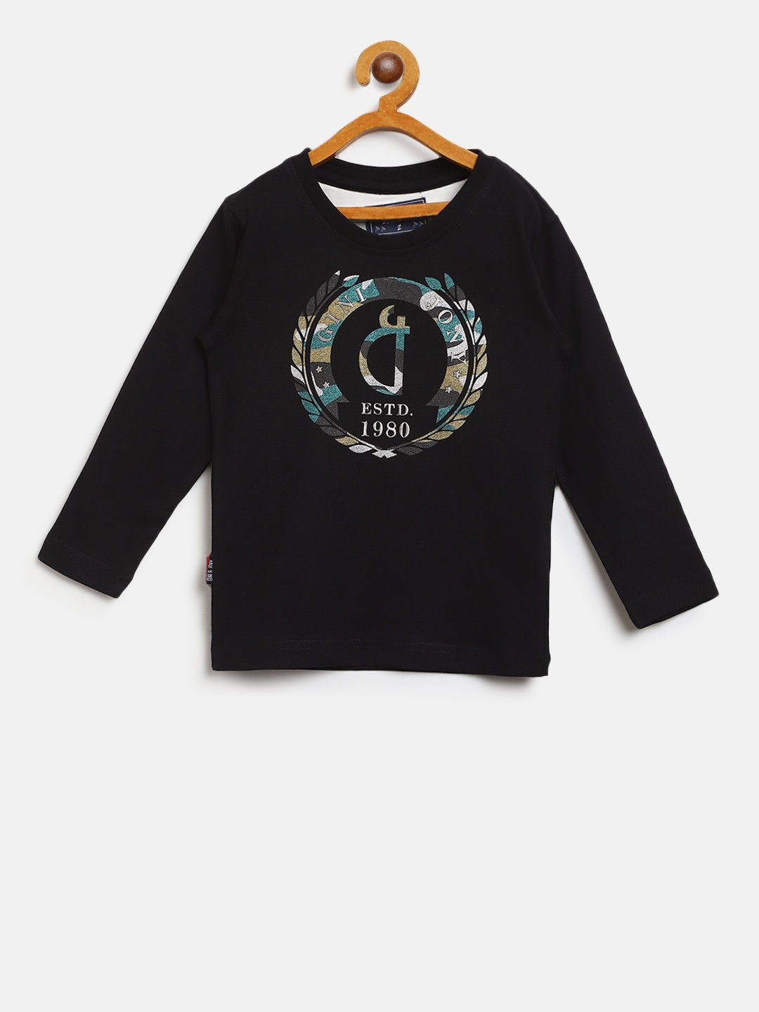

Gini and Jony Boys Black Printed Round Neck T-shirt