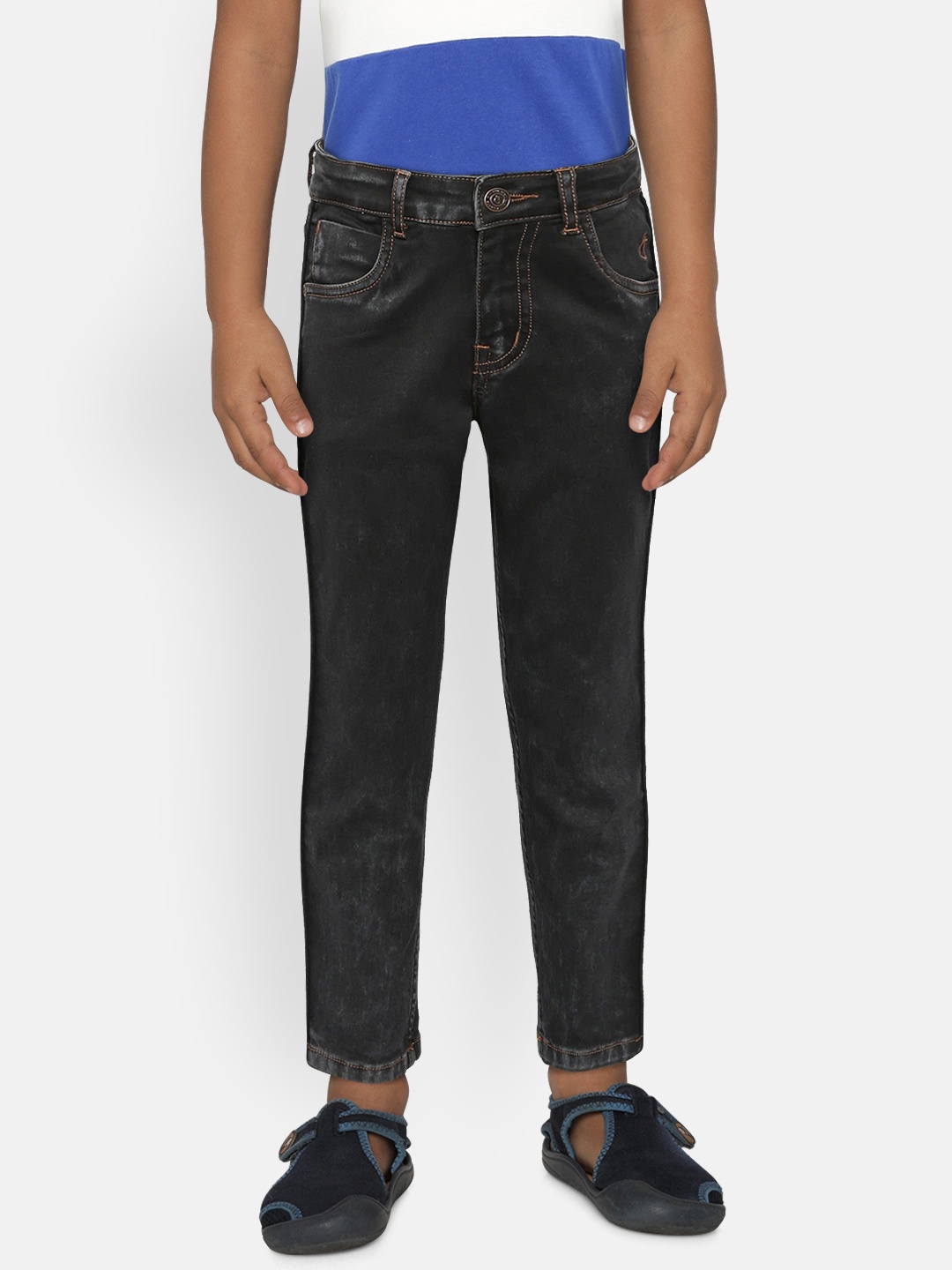 

Gini and Jony Boys Black Slim Fit Mid-Rise Clean Look Stretchable Jeans