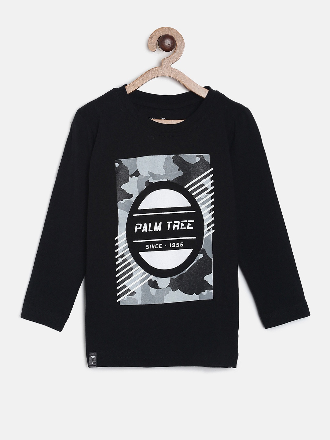 

Palm Tree Boys Black & White Printed Round Neck T-shirt