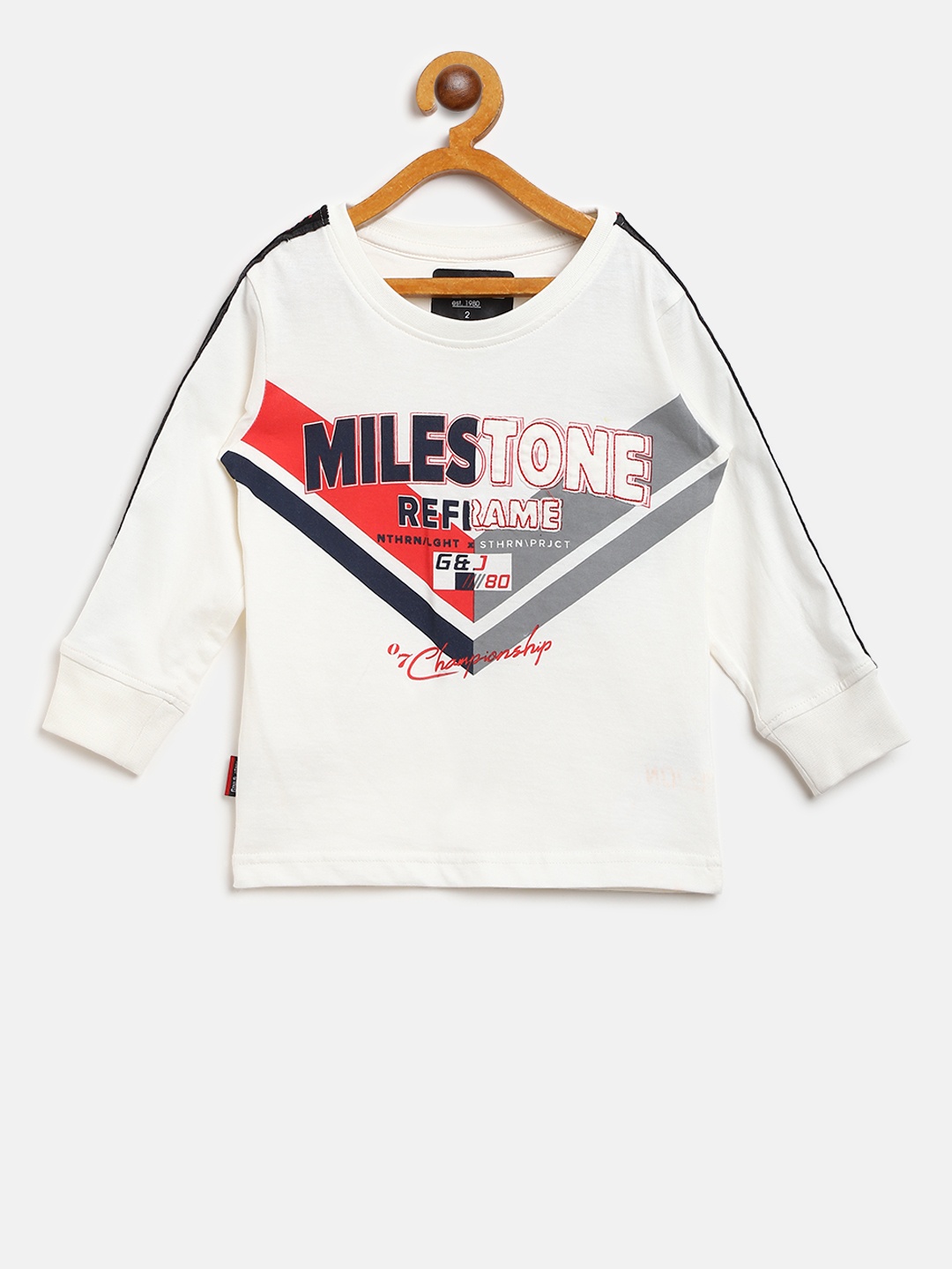 

Gini and Jony Boys White & Red Printed Round Neck T-shirt