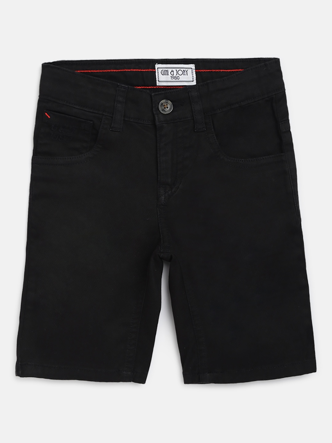 

Gini and Jony Boys Black Solid Regular Fit Knitted Shorts