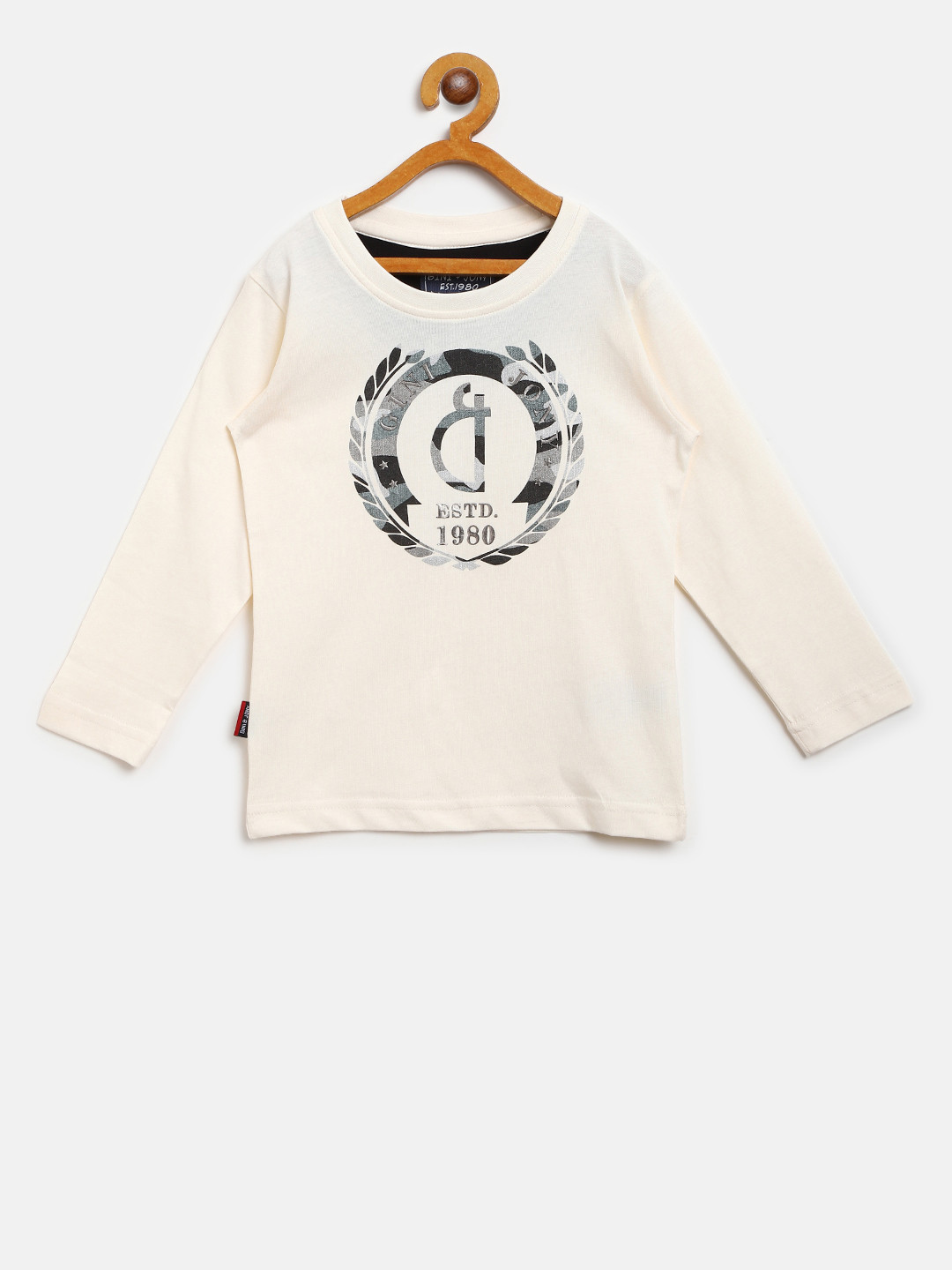 

Gini and Jony Boys Off-White Printed Round Neck T-shirt