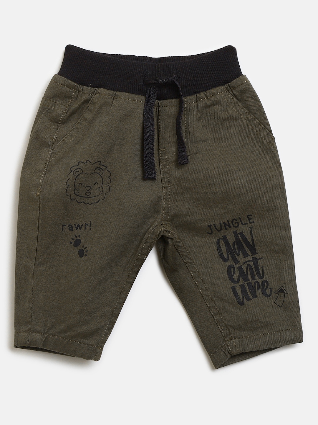

Gini and Jony Boys Olive Green Regular Fit Solid Trousers