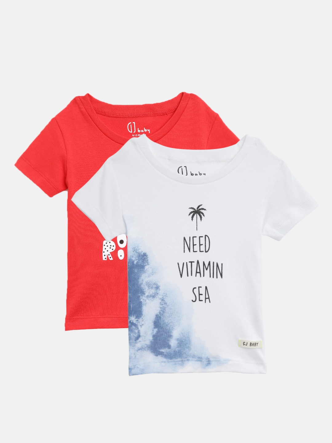 

Gini Jony Boys Pack Of 2 Printed Pure Cotton T-shirts, White