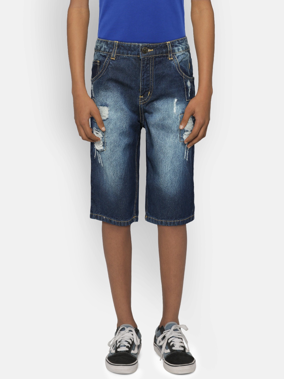 

Gini and Jony Boys Navy Washed Distressed Denim Shorts, Navy blue