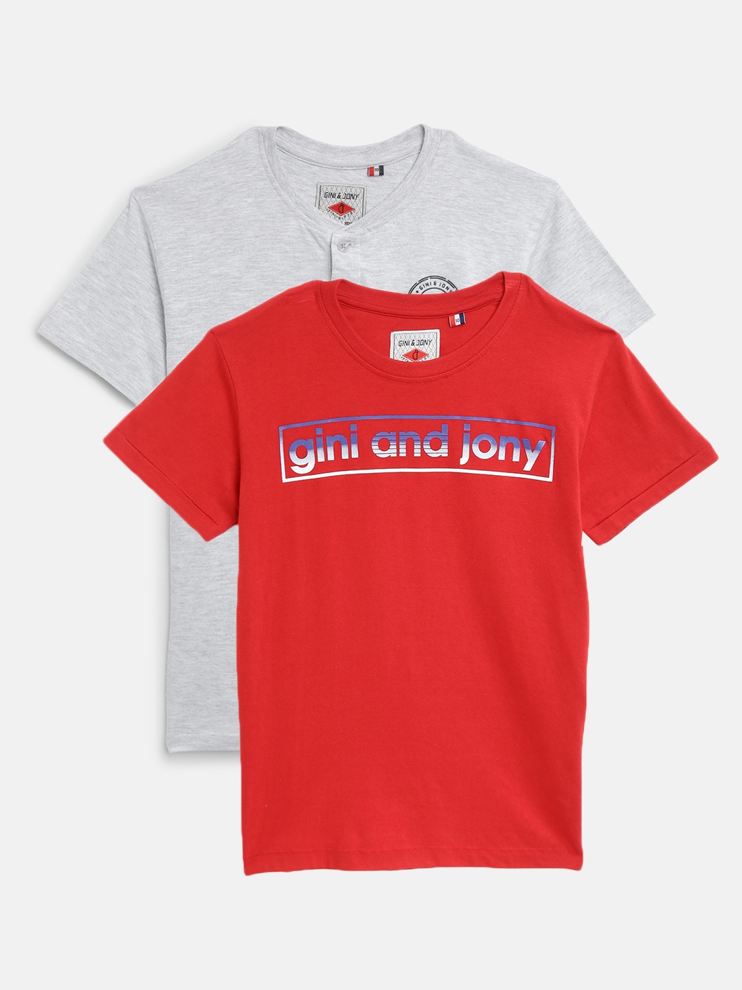 

Gini Jony Boys Pack Of 2 Pure Cotton T-shirts, Red