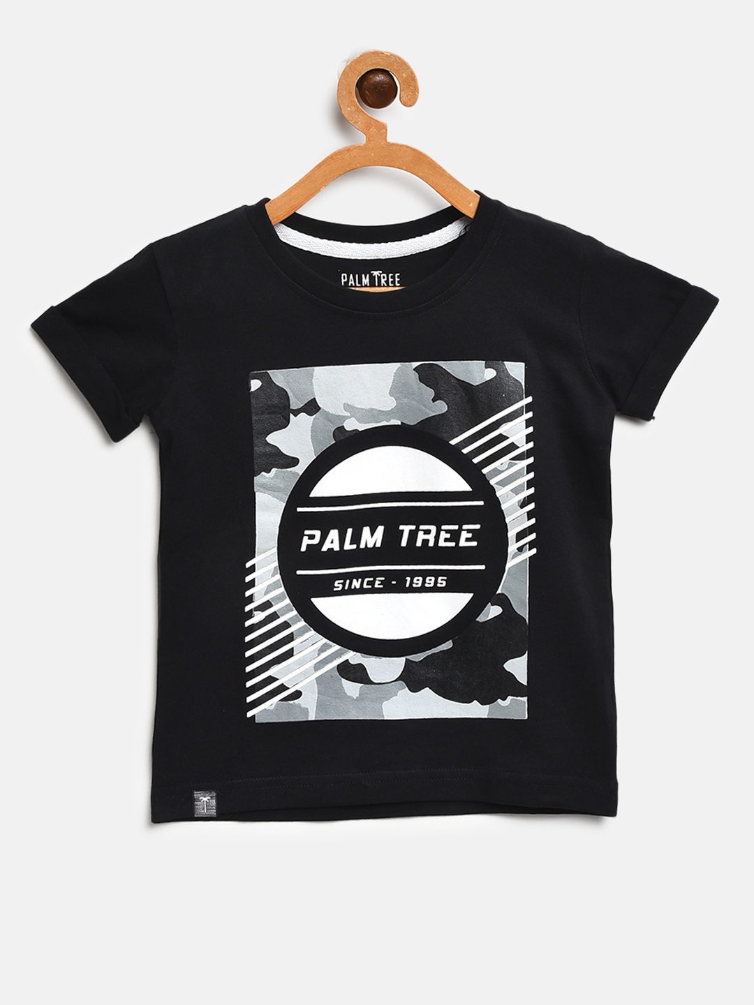 

Palm Tree Boys Black & Grey Printed Round Neck T-shirt