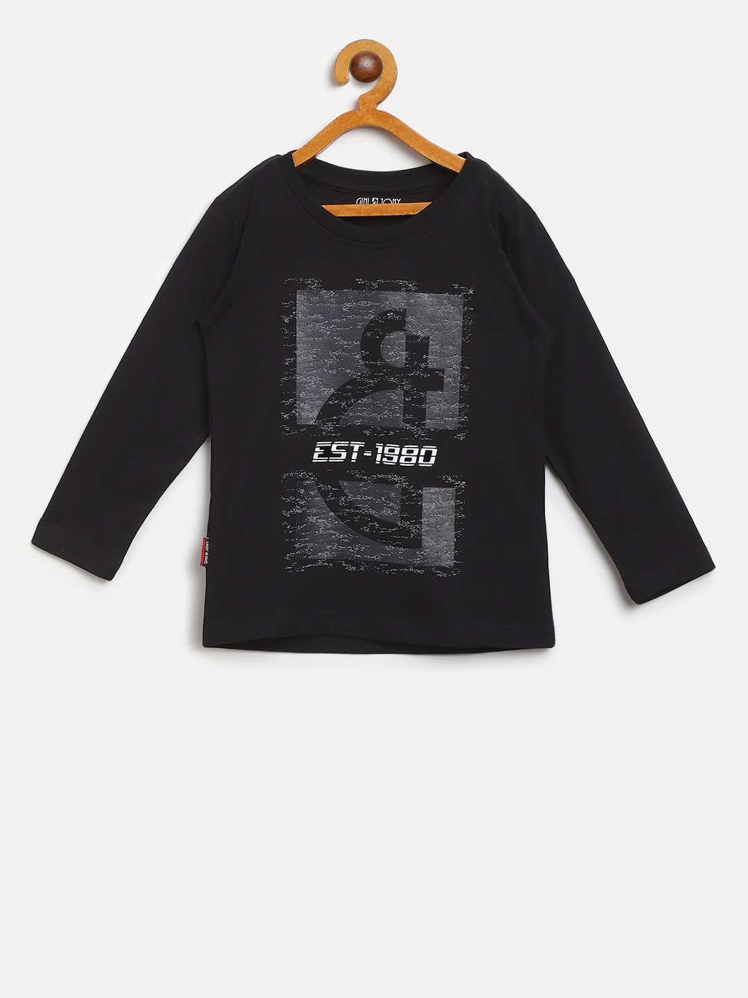 

Gini and Jony Boys Black Printed Round Neck T-shirt