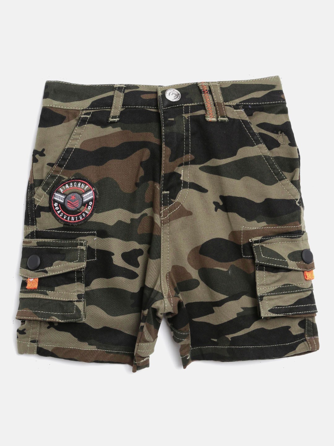 

Gini and Jony Boys Olive Green Camouflage Print Regular Fit Cargo Shorts