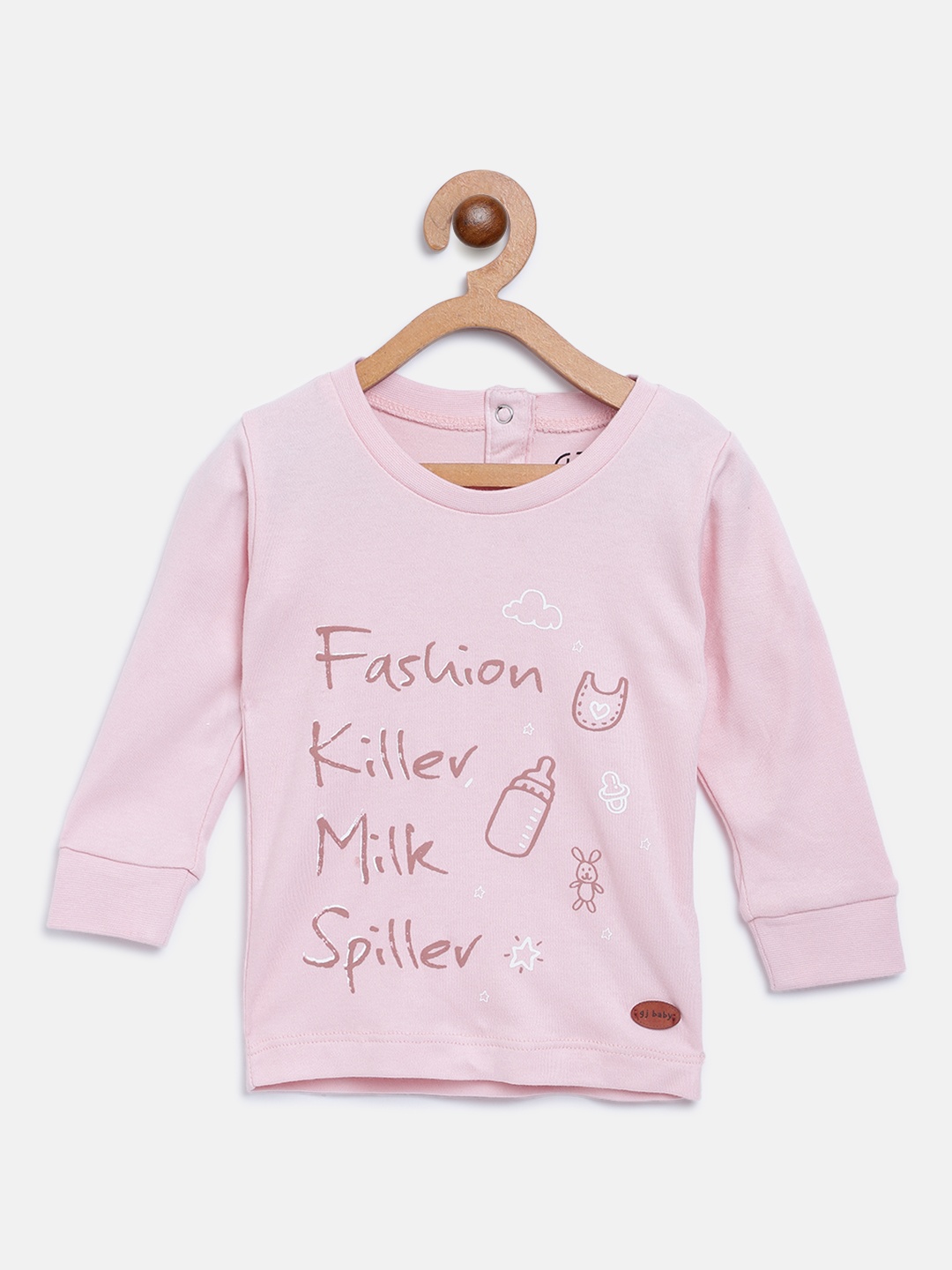 

Gini and Jony Girls Pink Printed Pure Cotton Top
