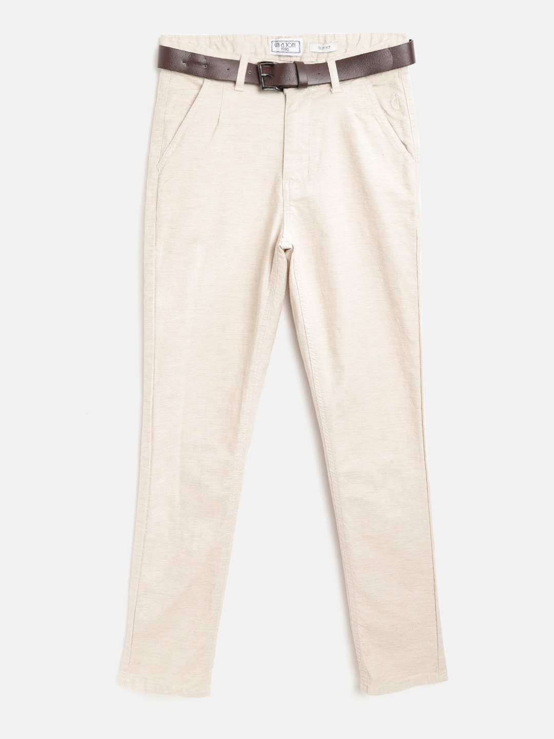 

Gini and Jony Boys Beige Slim Fit Solid Trousers