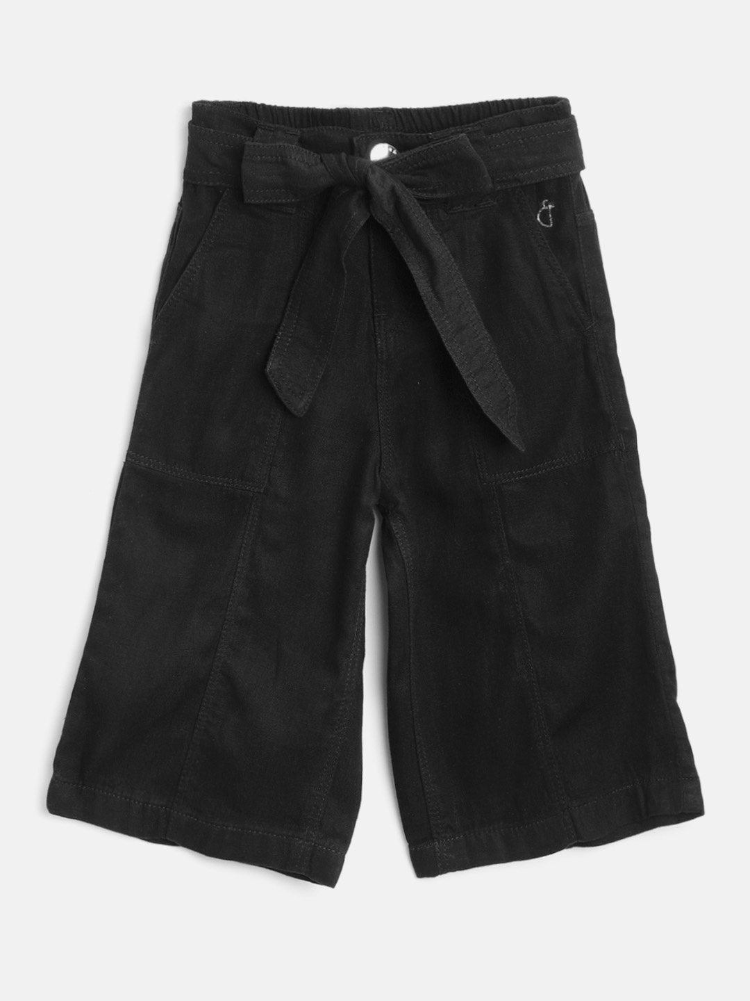 

Gini and Jony Girls Black Regular Fit Solid Culottes with Belt