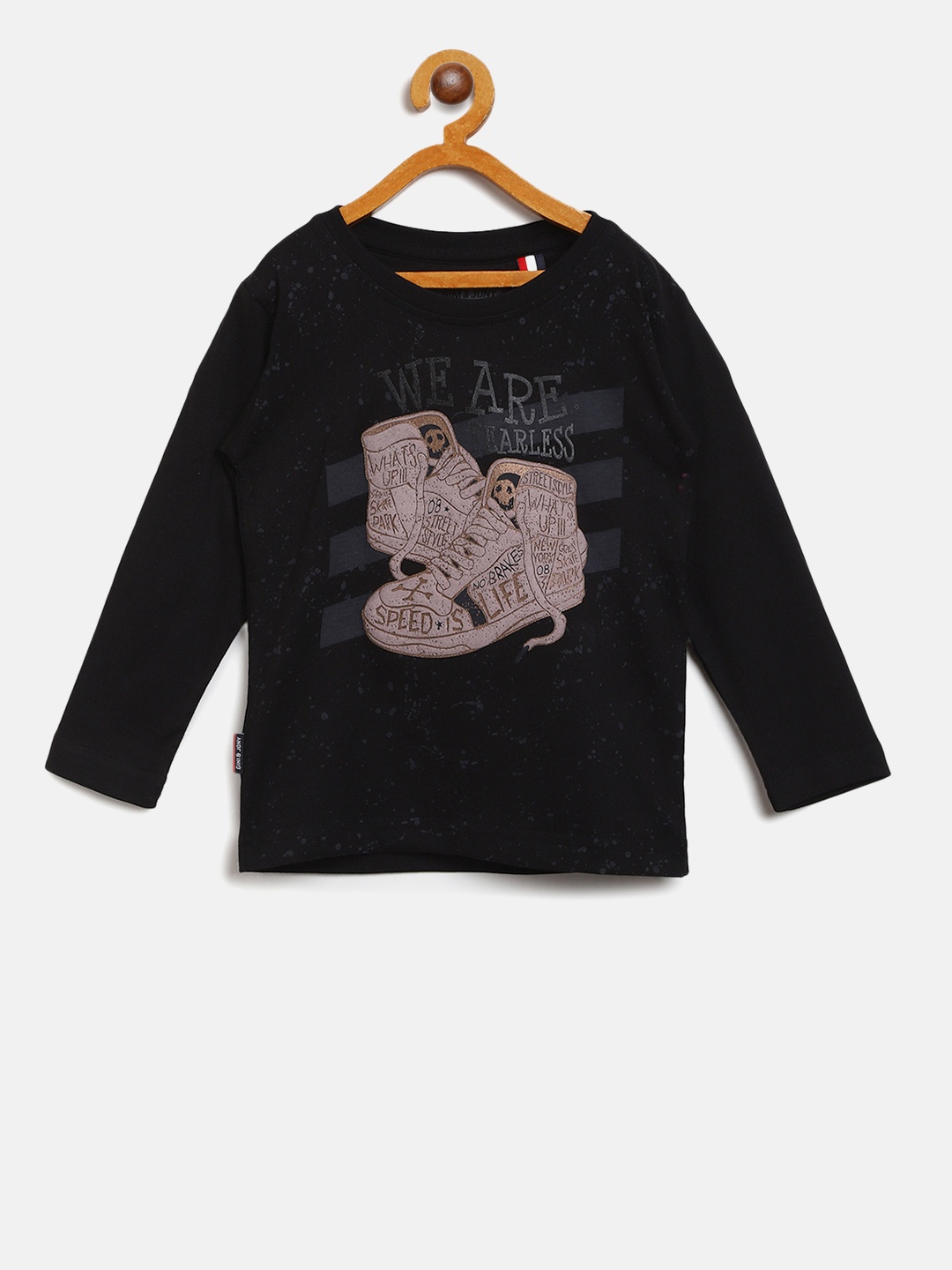 

Gini and Jony Boys Black Printed Round Neck T-shirt