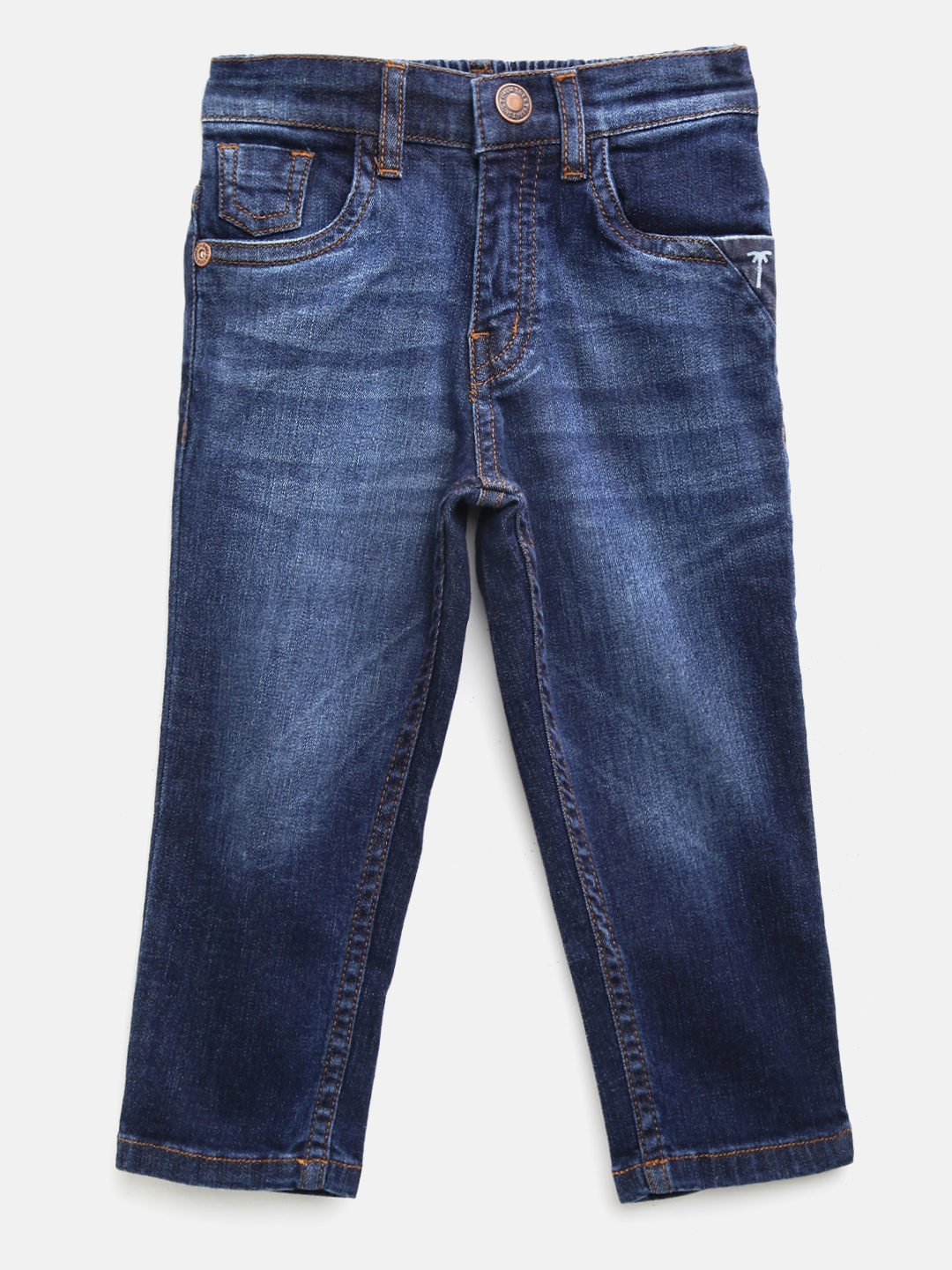 

Palm Tree Boys Navy Blue Regular Fit Mid-Rise Clean Look Stretchable Jeans