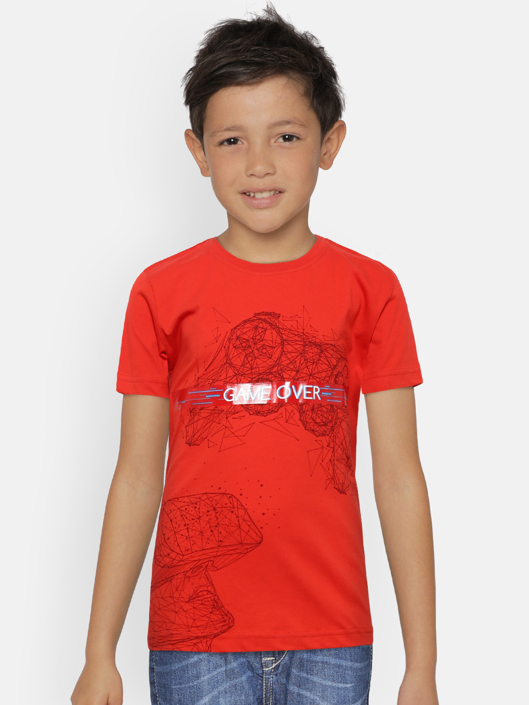 

Gini and Jony Boys Red Printed Round Neck T-shirt