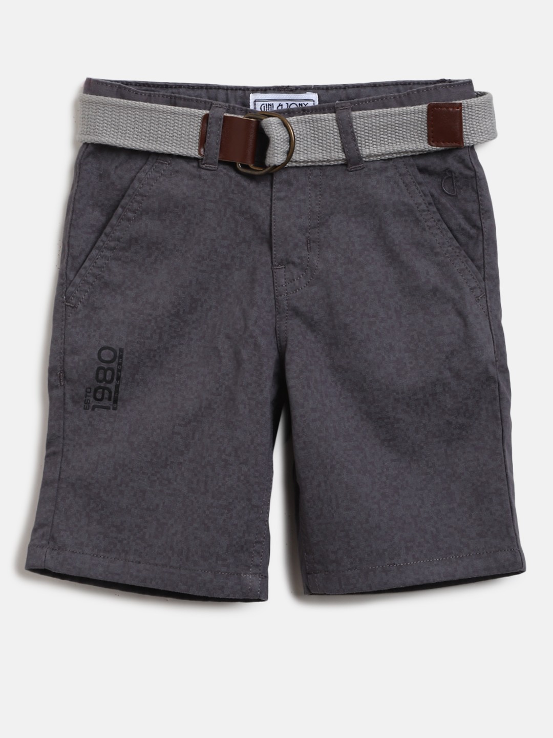 

Gini and Jony Boys Grey Printed Regular Fit Shorts