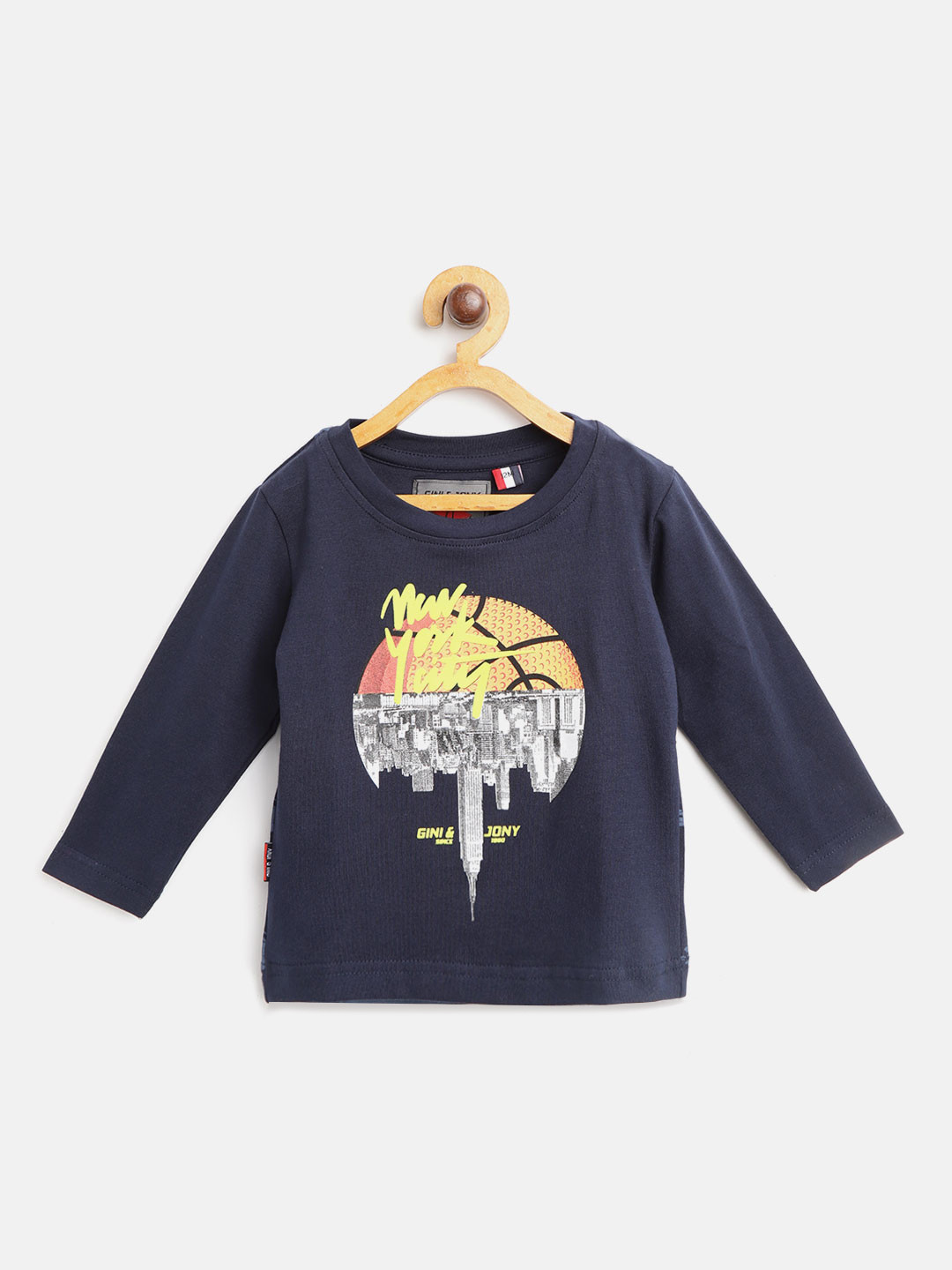 

Gini and Jony Boys Navy Blue Printed Round Neck T-shirt