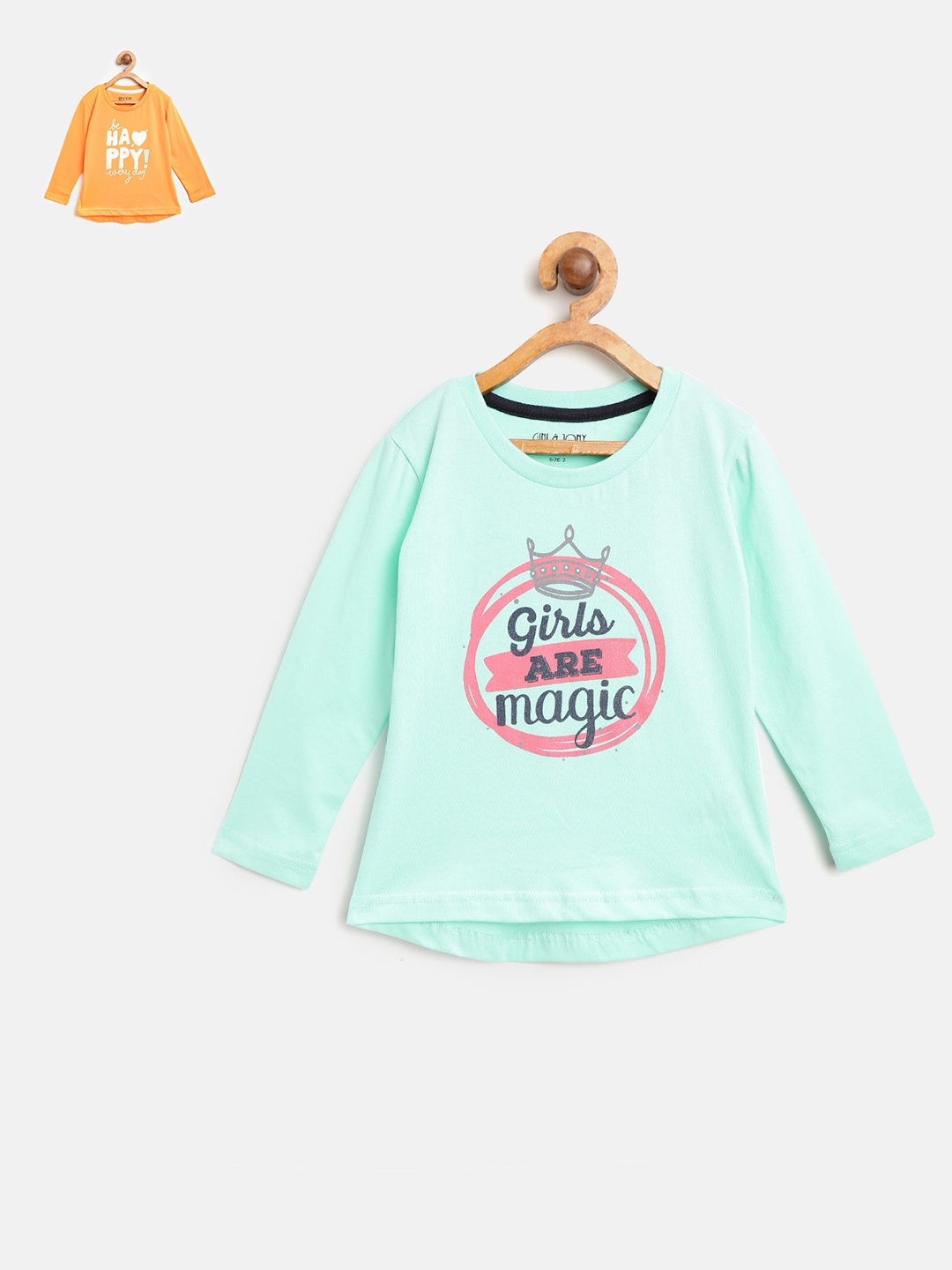 

Gini Jony Girls Pack of 2 Pure Cotton T-shirts, Sea green